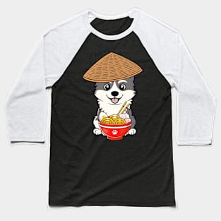 Funny husky dog is eating noodles Baseball T-Shirt